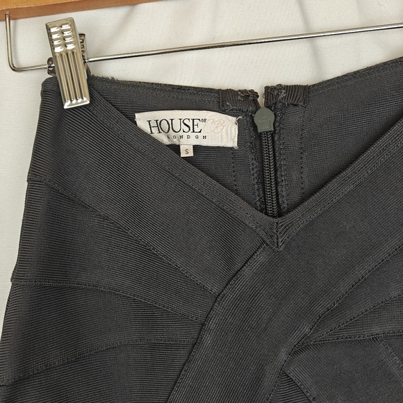 House Of CB Pencil Bandage Knee Length Skirt In Charcoal Grey Size Small Women's - Picture 4 of 8